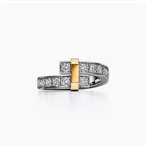 Tiffany Edge Bypass in platinum with 18k yellow gold and .93 ct diamonds.